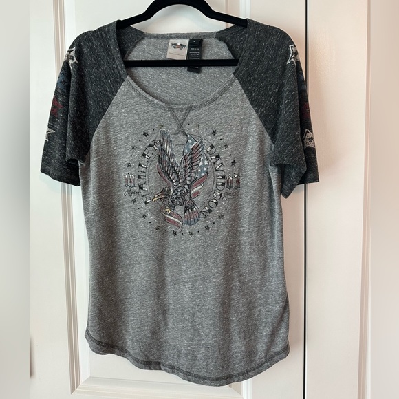 Harley-Davidson Women’s ‘American Eagle’ Baseball Tee (Size L) - Picture 1 of 7